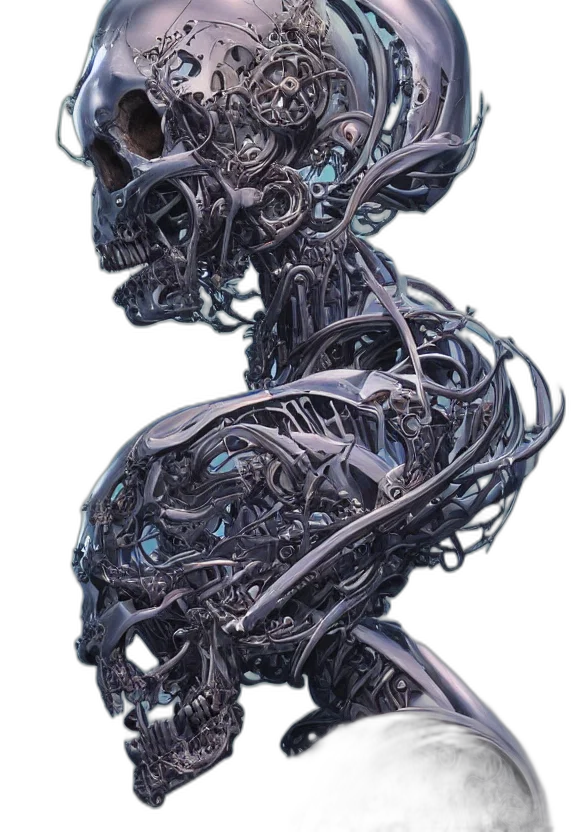robot, creature, mask, hair transparent PNG cut-out