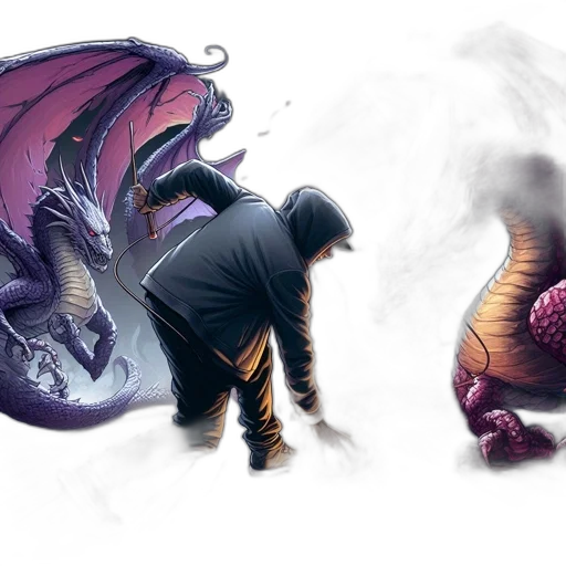 dragon, concept art, fantasy art, comic book art, pixel art, fire, dark, individual transparent PNG cut-out