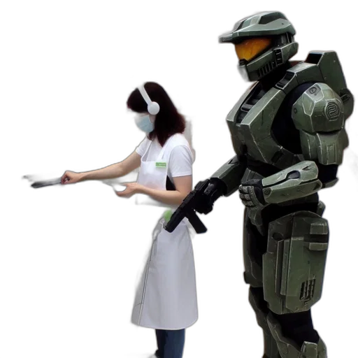robot, weapon, concept art, 3d render, pixel art, outer space, inside, grocery transparent PNG cut-out