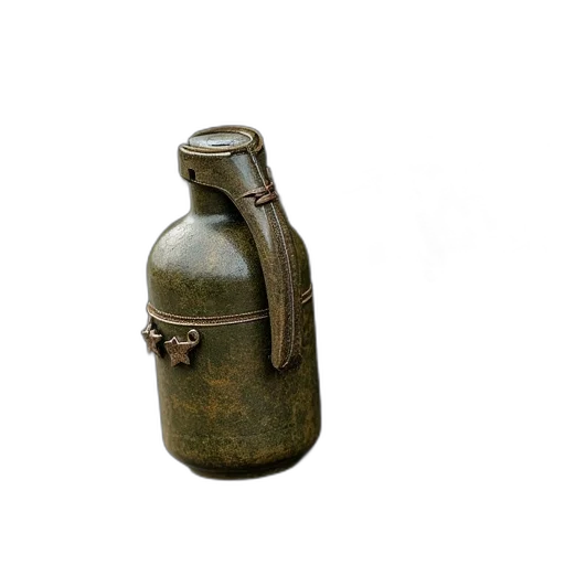 bottle, weapon, staff, jacket, 3d render, grenade, belt, pouch transparent PNG cut-out