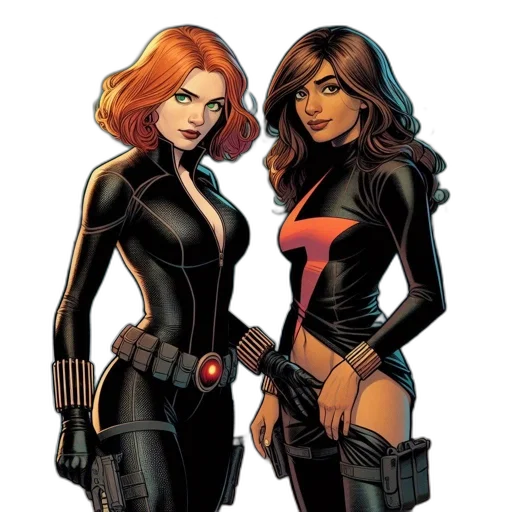 comic book art, concept art, cartoon, two, female, characters, beach, night transparent PNG cut-out