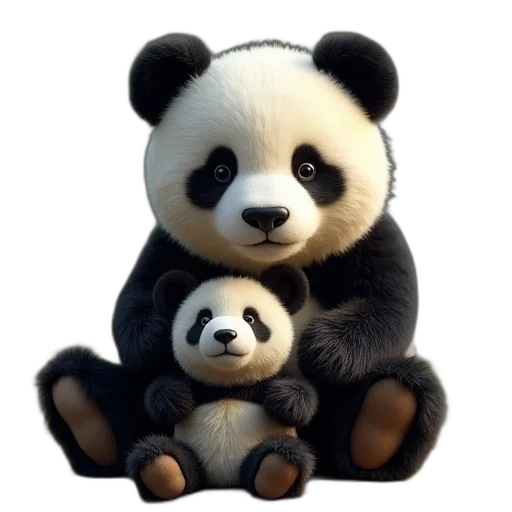 animal, 3d render, photorealistic, concept art, oil painting, panda, bear, toy transparent PNG cut-out