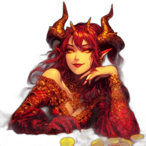 dragon, fantasy art, pixel art, concept art, oil painting, red, golden, dark transparent PNG cut-out