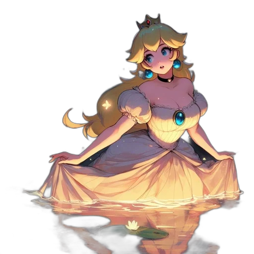 dress, crown, staff, concept art, pixel art, fantasy art, watercolor, underwater transparent PNG cut-out
