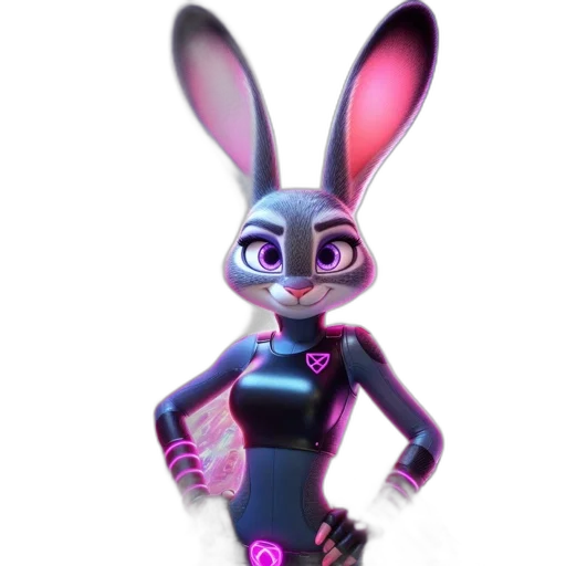animal, robot, dress, weapon, 3d render, concept art, cyberpunk, cartoon transparent PNG cut-out
