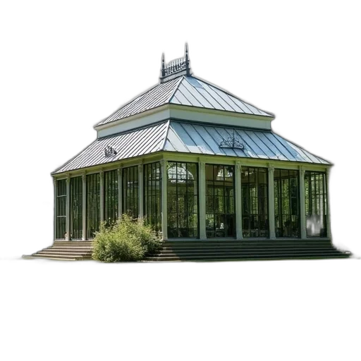 building, umbrella, crown, 3d render, photorealistic, glasshouse, park transparent PNG cut-out