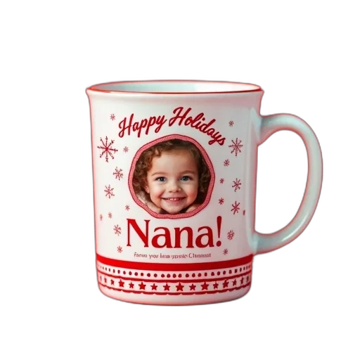 white, ceramic, mug, red, rim, striped, border, bottom transparent PNG cut-out