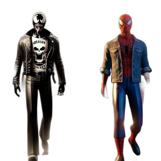 jacket, concept art, comic book art, 3d render, dark, monochrome, two, contrasting transparent PNG cut-out