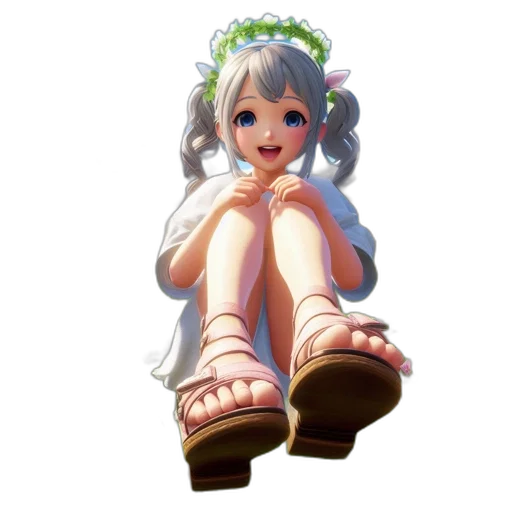 shoes, dress, creature, face, 3d render, concept art, anime, fantasy art transparent PNG cut-out