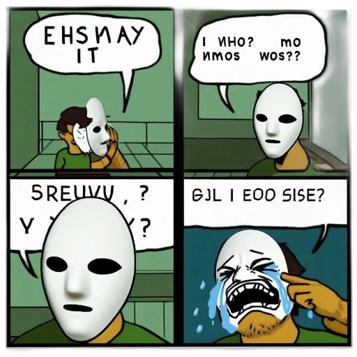 mask, fire, 4-panel, comic, strip, features, character, wearing transparent PNG cut-out