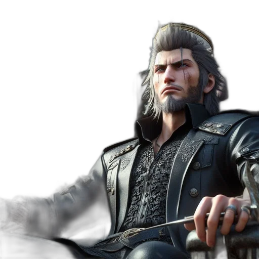 jacket, sword, concept art, fantasy art, 3d render, photorealistic, older, man transparent PNG cut-out