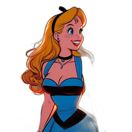 dress, crown, cartoon, comic book art, concept art, fantasy art, blonde, animated transparent PNG cut-out