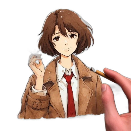 jacket, face, weapon, flower, anime, watercolor, photorealistic, pixel art transparent PNG cut-out