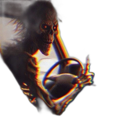 car, creature, mask, weapon, concept art, vaporwave, 3d render, photorealistic transparent PNG cut-out