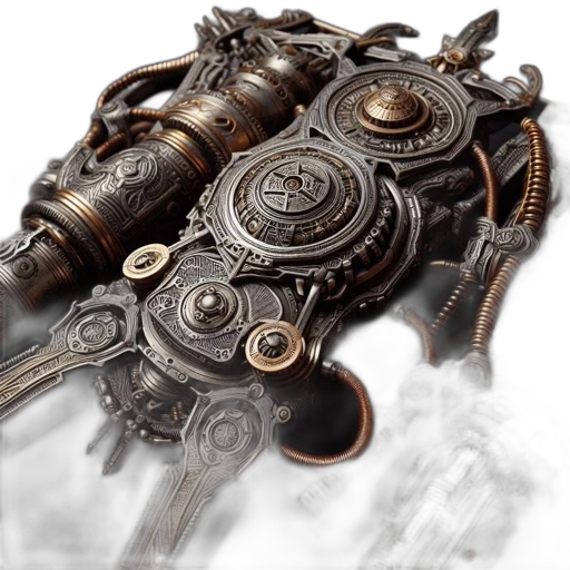weapon, sword, crown, robot, concept art, 3d render, photorealistic, fantasy art transparent PNG cut-out