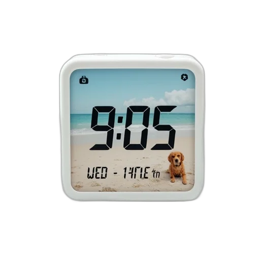 white, digital, clock, black, border, display, showing, time transparent PNG cut-out