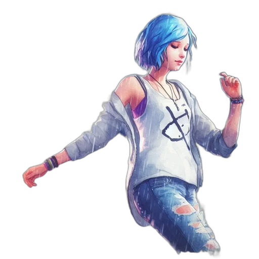 jacket, concept art, cyberpunk, fantasy art, watercolor, blue, pastel, colorful transparent PNG cut-out