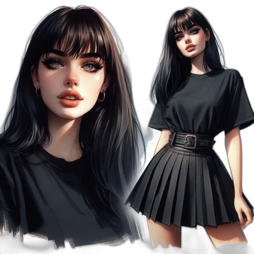 dress, jacket, face, concept art, photorealistic, fantasy art, anime, neon lights transparent PNG cut-out