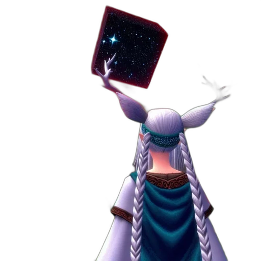 staff, crown, dress, robot, concept art, 3d render, fantasy art, vaporwave transparent PNG cut-out