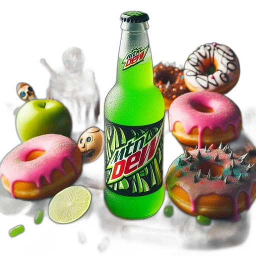 food, bottle, weapon, concept art, 3d render, photorealistic, vaporwave, neon transparent PNG cut-out
