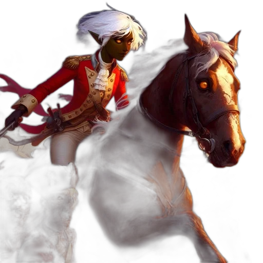 concept art, fantasy art, photorealistic, 3d render, woman, elven, features, rides transparent PNG cut-out