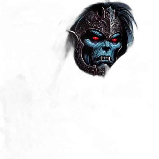 mask, face, creature, concept art, fantasy art, comic book art, photorealistic, blue transparent PNG cut-out