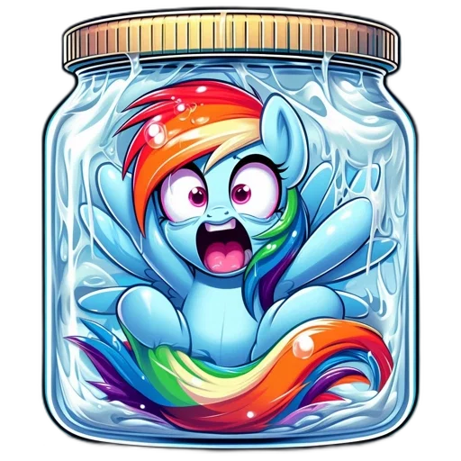 creature, bottle, pixel art, watercolor, concept art, cartoon, underwater, blue transparent PNG cut-out