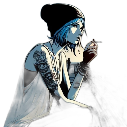 dress, concept art, comic book art, fantasy art, pixel art, blue, dark, monochrome transparent PNG cut-out