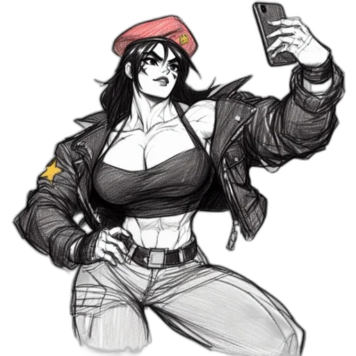 jacket, hat, weapon, concept art, comic book art, cyberpunk, cartoon, red transparent PNG cut-out