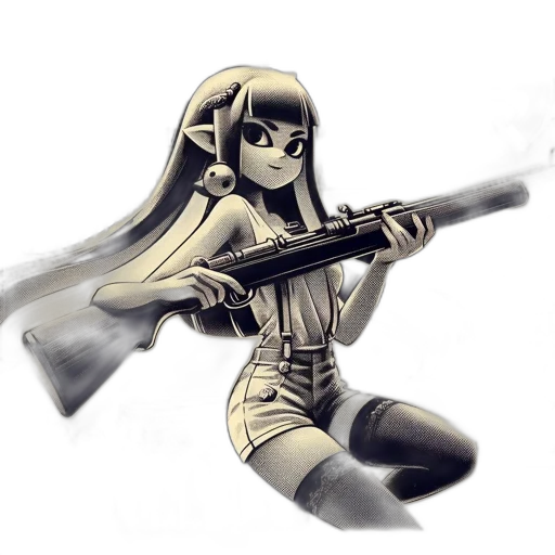 weapon, staff, comic book art, concept art, cartoon, anime, illustrated, female transparent PNG cut-out