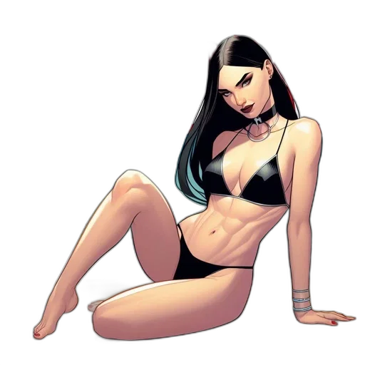 jewelry, comic book art, concept art, fantasy art, cartoon, female, character, black transparent PNG cut-out