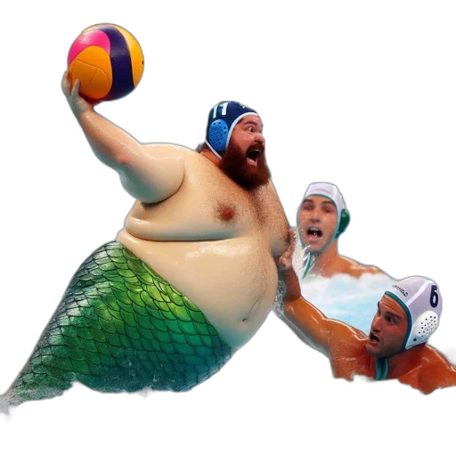 creature, concept art, vaporwave, underwater, man, mermaid, tail, caught transparent PNG cut-out