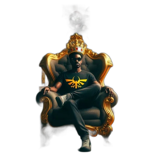 crown, concept art, pixel art, 3d render, photorealistic, man, black, shirt transparent PNG cut-out