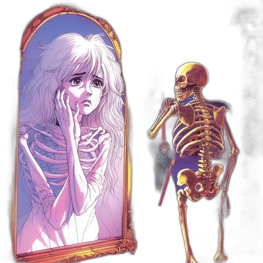 creature, face, mask, dress, concept art, vaporwave, watercolor, anime transparent PNG cut-out
