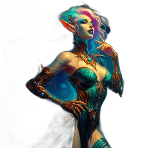 dress, robot, creature, concept art, fantasy art, cyberpunk, comic book art, outer space transparent PNG cut-out