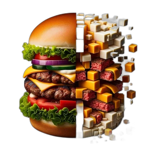 food, face, crown, animal, 3d render, pixel art, photorealistic, artistic transparent PNG cut-out