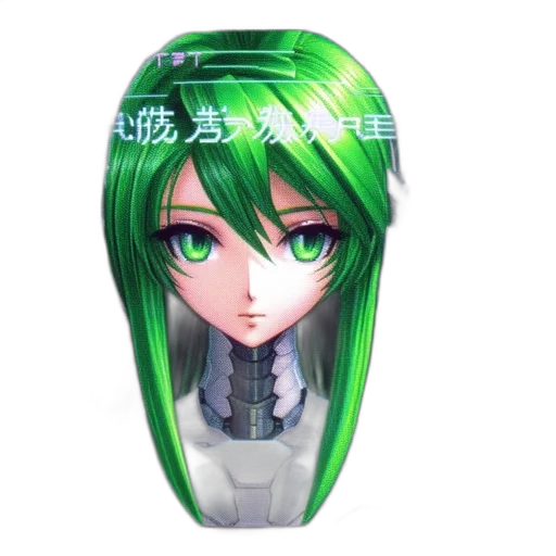 weapon, mask, robot, staff, anime, vaporwave, 3d render, cyberpunk transparent PNG cut-out