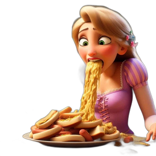 food, dress, 3d render, photorealistic, concept art, animated, female, character transparent PNG cut-out
