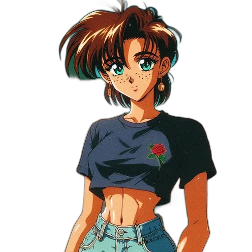 flower, jacket, dress, vaporwave, anime, cartoon, pixel art, pastel transparent PNG cut-out