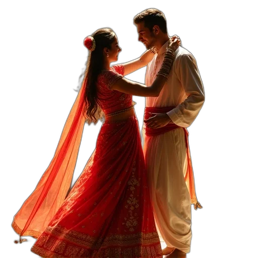 dress, photorealistic, red, indian transparent PNG cut-out