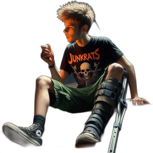 weapon, concept art, cyberpunk, photorealistic, pixel art, young, man, spiky transparent PNG cut-out