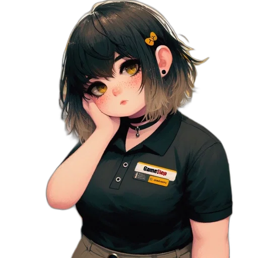 staff, face, jacket, hair, anime, fantasy art, concept art, photorealistic transparent PNG cut-out