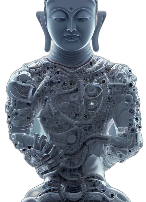 robot, face, 3d render, cyberpunk transparent PNG cut-out