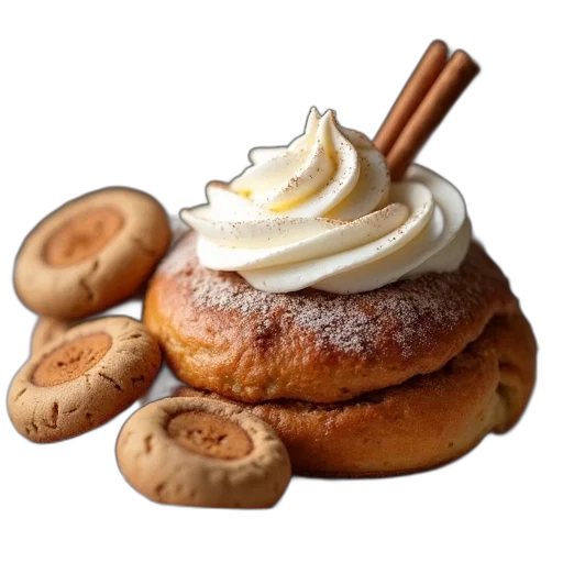 food, photorealistic, cinnamon, roll transparent PNG cut-out