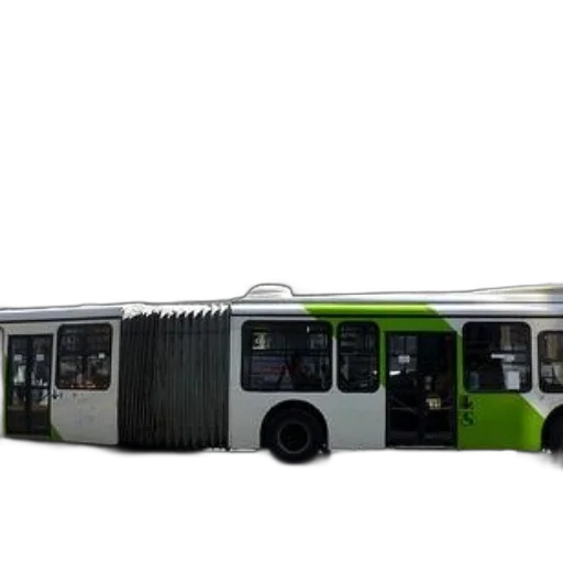 3d render, concept art, photorealistic, green, white, bus, parked, front transparent PNG cut-out