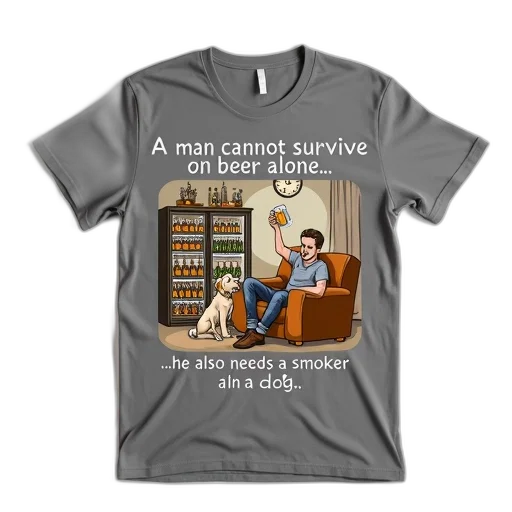grey, t-shirt, cartoon, illustration, man, sitting, couch, beer transparent PNG cut-out