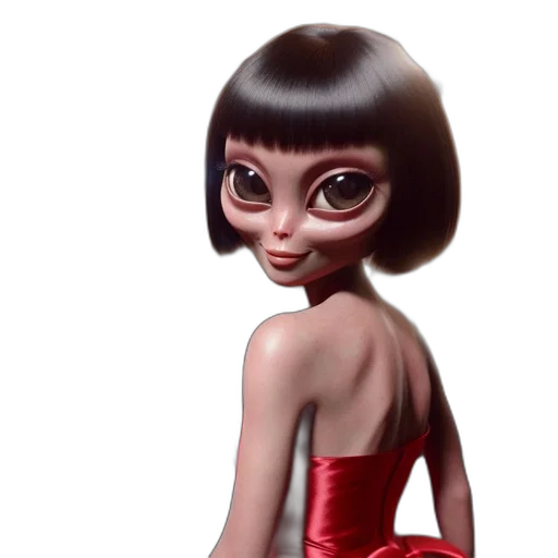 dress, robot, concept art, 3d render, cartoon, fantasy art, woman, bold transparent PNG cut-out