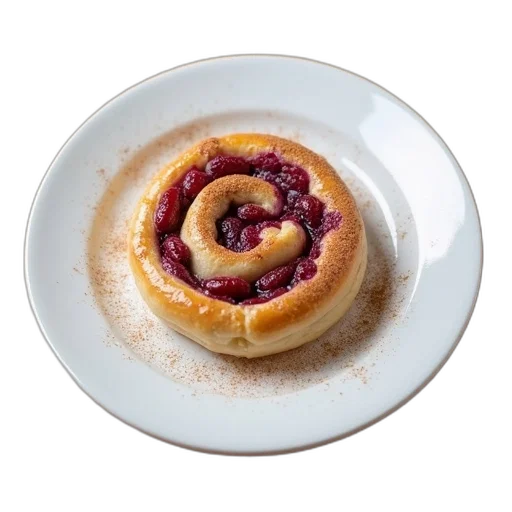 food, plate, spiral-shaped, pastry, filled, purple, filling, possibly transparent PNG cut-out