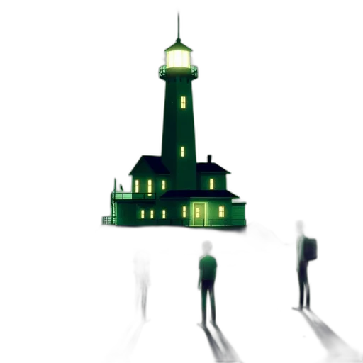 building, concept art, pixel art, 3d render, watercolor, fog, night, green transparent PNG cut-out