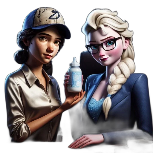 concept art, comic book art, cartoon, pixel art, two, animated, female, characters transparent PNG cut-out